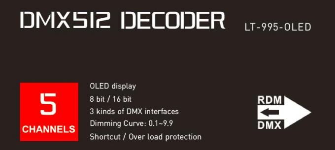 6A * 5 Kanäle geführter Dmx-Decoder für die geführte Licht-Entschließung 16bit/8bit optional 1