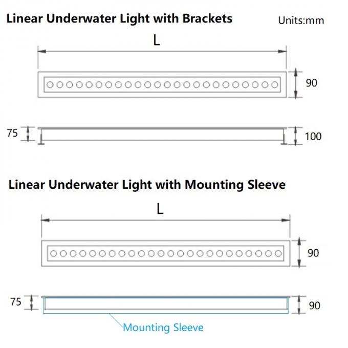 600mm 1000mm IP68 24VDC LED linearer Unterwasserlicht-Edelstahl 0