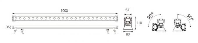 Wand-Waschmaschinen-Stange 20*2W 1000mm dekorative lineare LED, LED-Wand-Wäsche-Flut-Licht 0