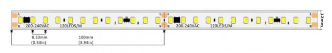 220-240VAC Hochspannungs-LED Streifen 1600LM 16.5W 120LEDs pro Meter IP67 EMC 0